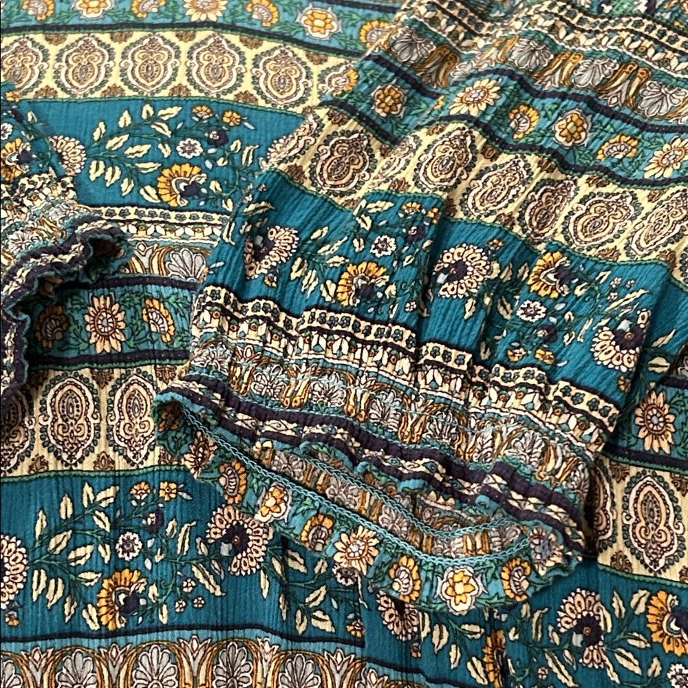 J. Jill voyager Teal Patterned Maxi Dress size medium petite - Picture 10 of 13